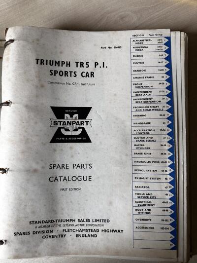 Standard Triumph TR5pi parts catalogue
