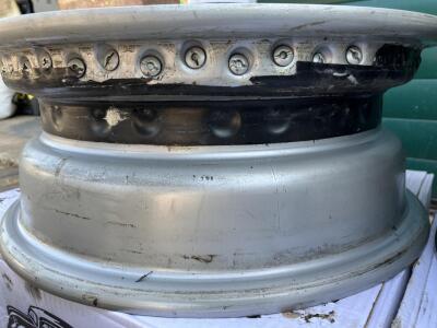 MWS wire wheels for TR6. 4 chrome 6” wide and 1 x silver 5.5”