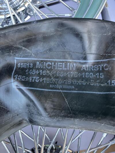 MWS wire wheels for TR6. 4 chrome 6” wide and 1 x silver 5.5”