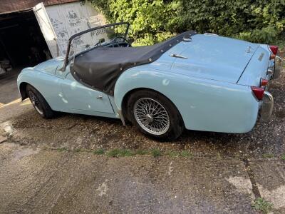 1959 TR3A in stunning powder blue.