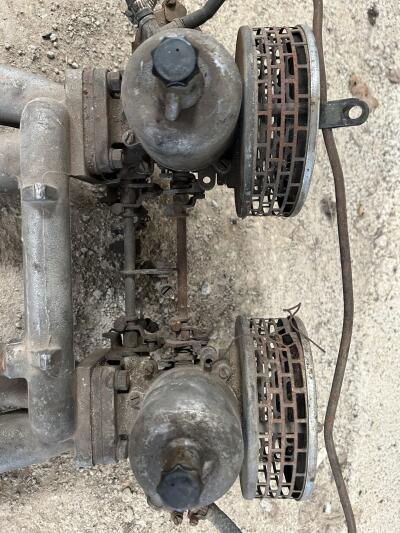 TR4A SU twin Carburettors and manifold.