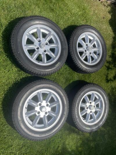 Triumph TR4 and TR4A  Minilite Style Alloy Wheels Set Of 4 With Conway Tyres