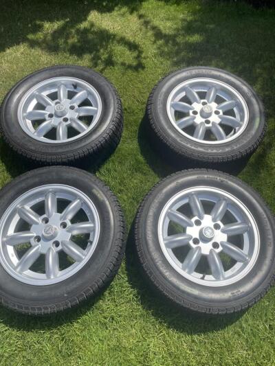 Triumph TR4 and TR4A  Minilite Style Alloy Wheels Set Of 4 With Conway Tyres