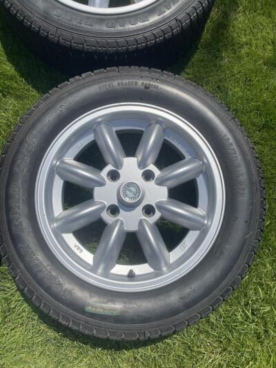 Triumph TR4 and TR4A  Minilite Style Alloy Wheels Set Of 4 With Conway Tyres