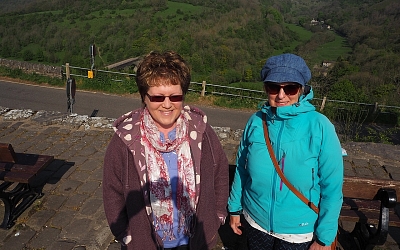 Julie and Liz raring to go at the Monsal Head Car Park