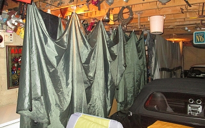 The events shelter drying off in the garage.