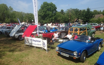 East Saxon Stand at Bardwell Cars on the Green attended by A&S's Colin Sparrow, Rob Eslea and Vince Baker
