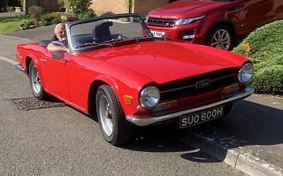 Nick and Jo Rowe's TR6 basking in the sunshine