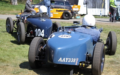 The old stuff was represented by this pair of 1500cc Riley 12/4 Sprites.