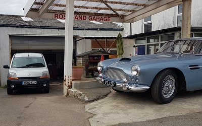 Our trip took us via Porthcurnick, Portscatho and Gerrans where the local garage was showing off this superb Aston.