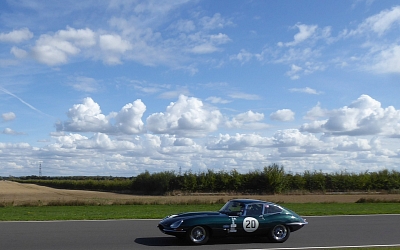 Beautiful E-Type ended up with a crumpled bonnet and DNF