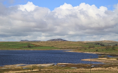 Reservoir level still low. Roughtor and Brown Willy in the background.