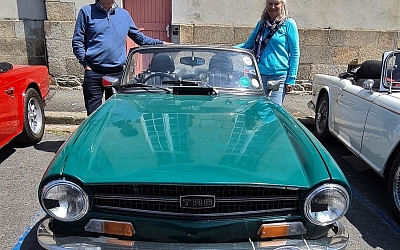  John and Carolyn with his much-travelled TR6.