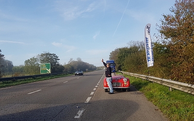 The Cornwall Group flag flutters by the A30 at Scorrier